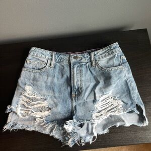 High rise ripped jean shorts